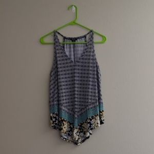 Rhapsody Black White Blue and Floral Blouse